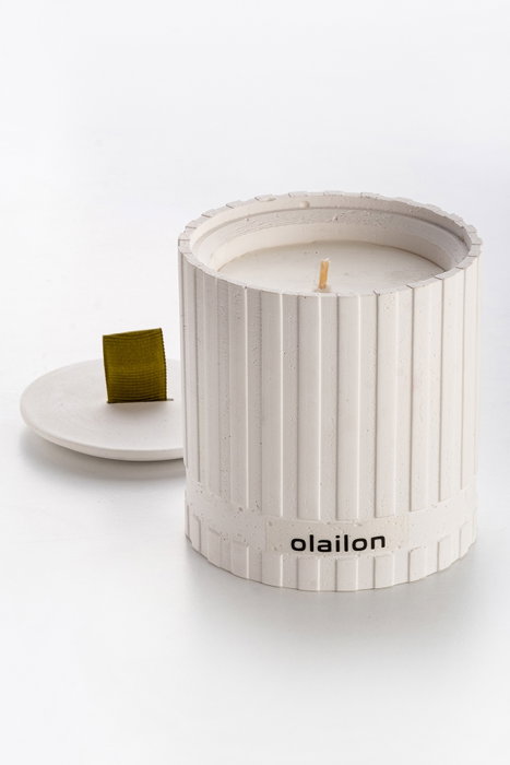Aberto Design Vela Hormigón Ámbar Blanco y Verde 8x8.5 cm